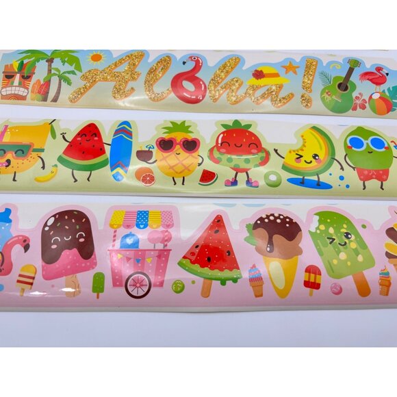 Summer Themed Vinyl Stickers Fruits & Tropical Designs Aloha (Pack of 4) - Picture 2 of 4